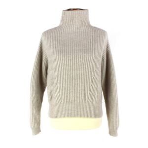 Le KASHA Heathered Beige Rib Knit Cashmere Sweater S/M Turtleneck Pullover 1918